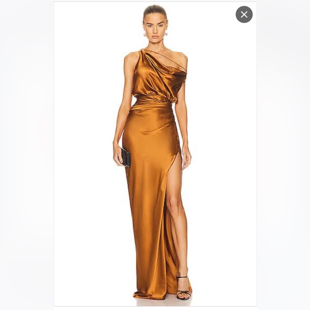 The Sei Strapped Cowl Neck Gown Toffee Brown Size 2